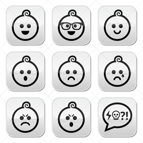 Baby Boy Faces Avatar Set - People Characters