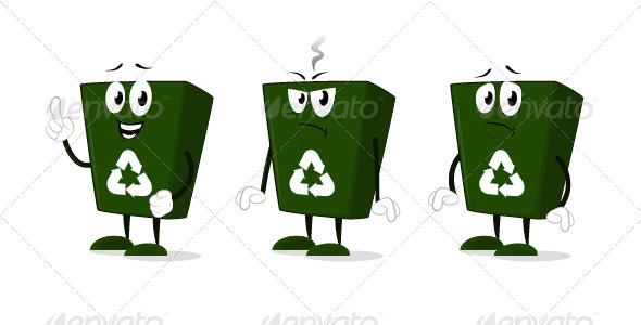 Recycle Bin Cartoon Characters by zoljo | GraphicRiver