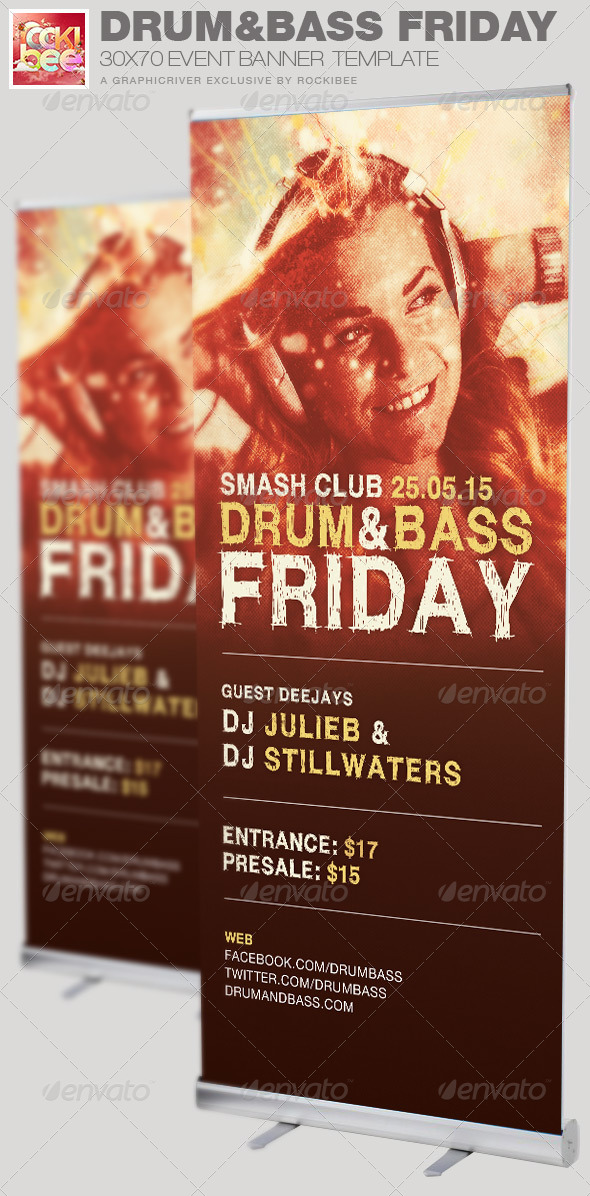 Drum and Base Friday Event Banner Template - Signage Print Templates