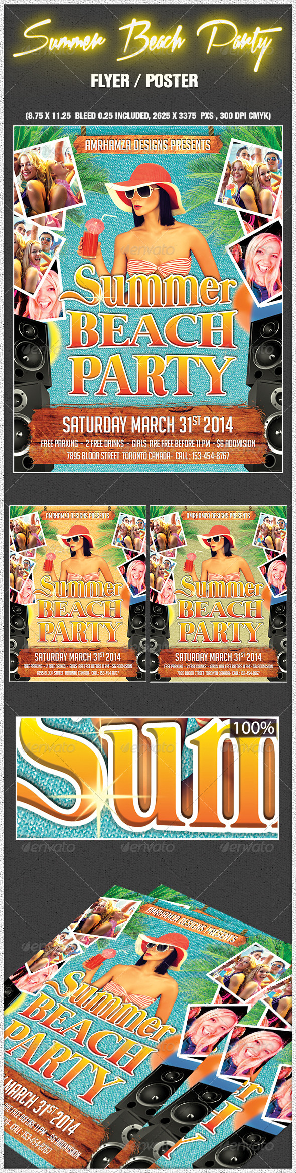 Summer Beach Party Flyer Poster - Clubs & Parties Events