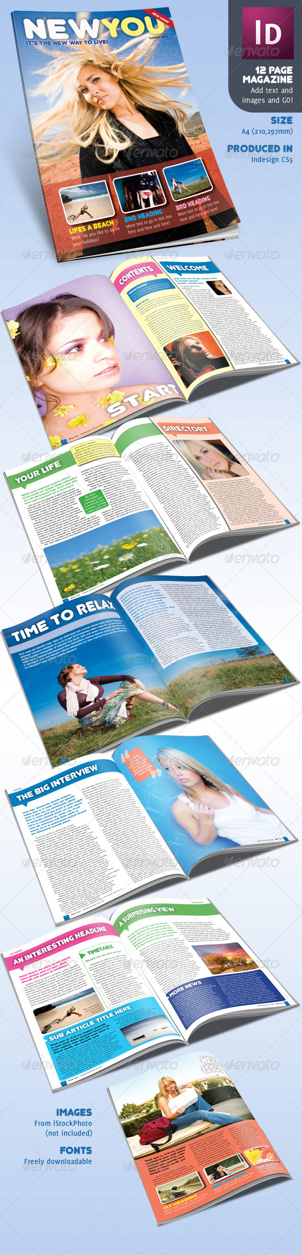 12 Page Magazine inDesign A4 Lifestyle - Magazines Print Templates
