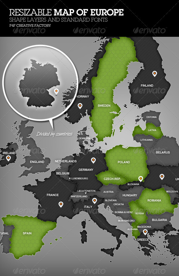 Resizable Map of Europe - Illustrations Graphics