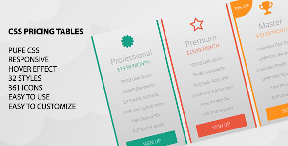 CSS Pricing Tables - CodeCanyon 5791650
