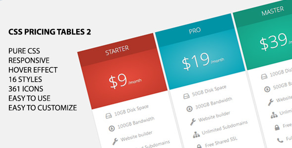 CSS Pricing Tables - CodeCanyon 5857474