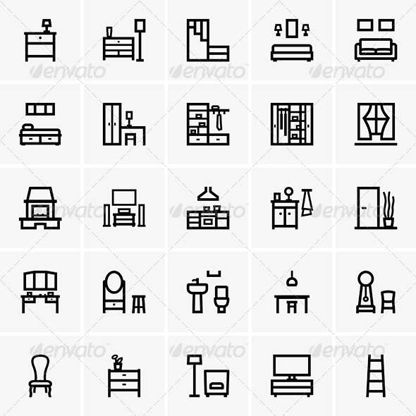 Interior Icons - Decorative Symbols Decorative