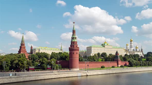 Day view of Moscow Kremlin from the Big Stone Bridge.