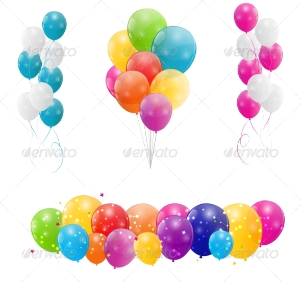 Color Glossy Balloons Background - Decorative Symbols Decorative