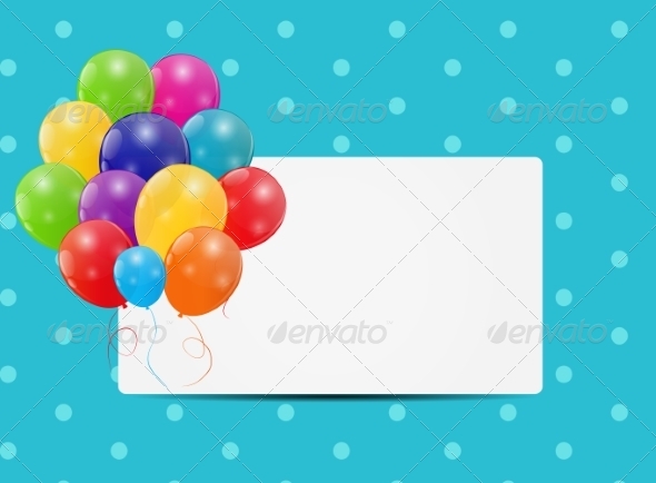 Color Glossy Balloons Card Background - Decorative Symbols Decorative