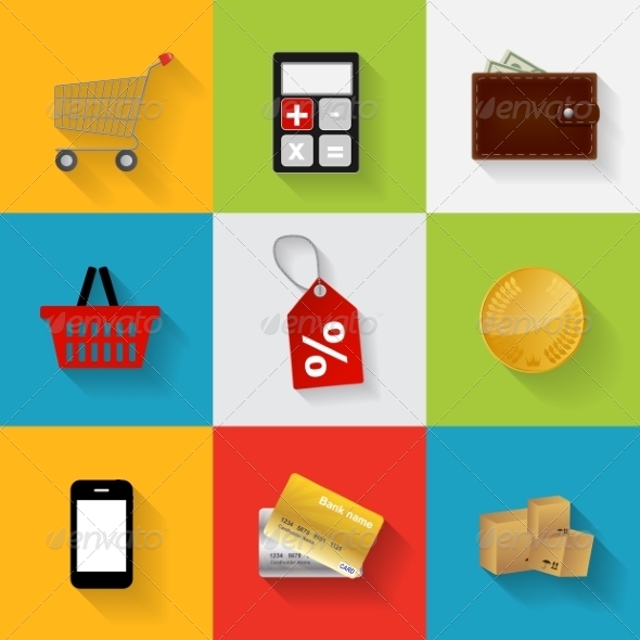 Shopping Flat Icons - Decorative Symbols Decorative
