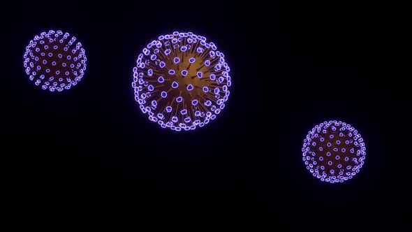 Flying abstract coronavirus. 3D rendering.