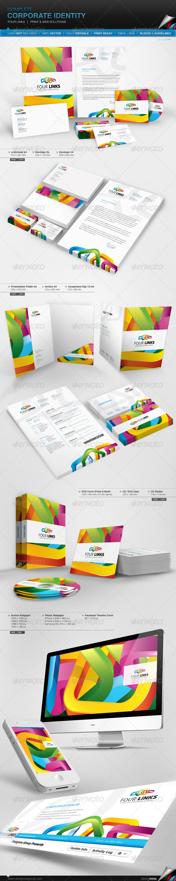 Corporate Identity - Four Links - Stationery Print Templates