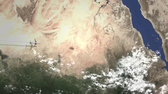 Airliner Flying To Khartoum Sudan From West alt