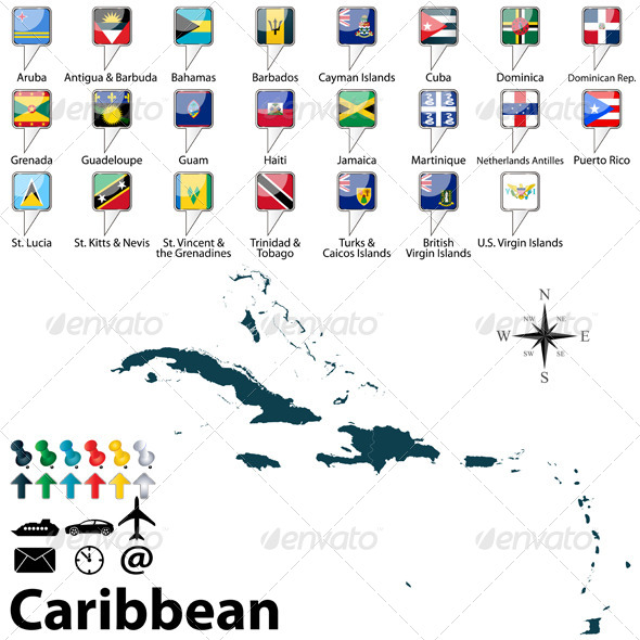 Political Map of Caribbean - Travel Conceptual