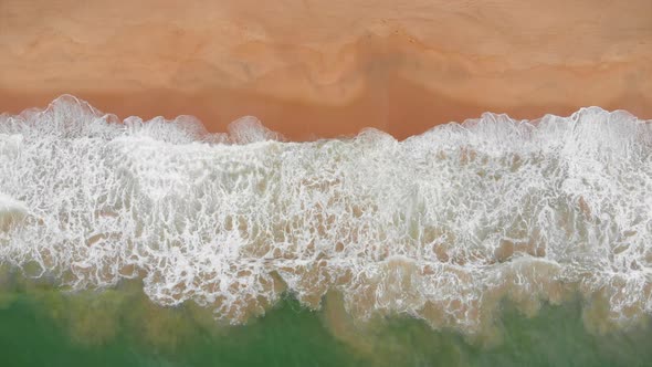Aerial Drone Shot View the Ocean of the Ocean Waves, Beautiful Waves Do Not End Frames One By One alt