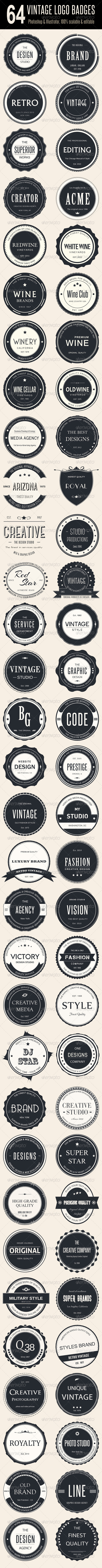 Bundle - 64 Vintage Logo Badges - Badges & Stickers Web Elements