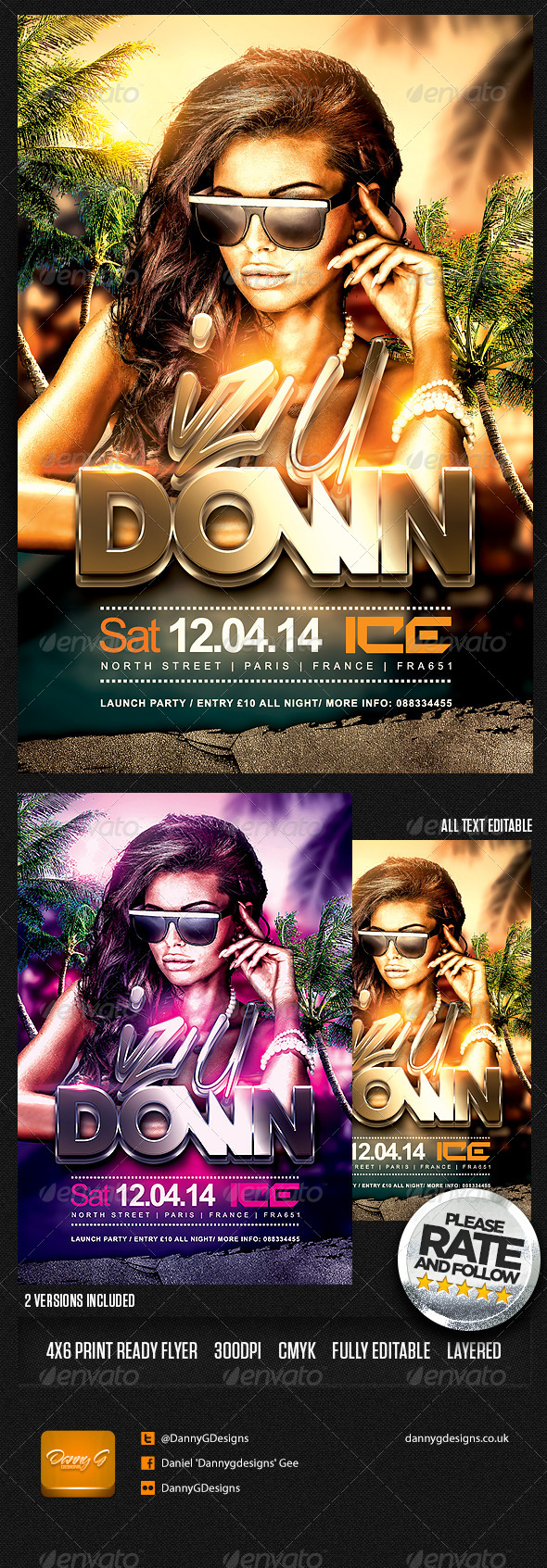 Iz U Down Flyer Template PSD - Clubs & Parties Events