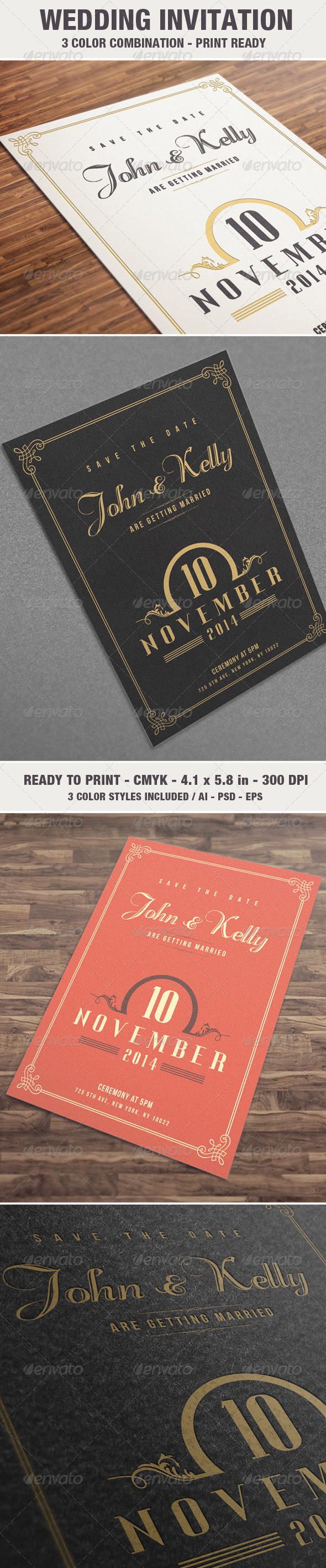 Elegant & Vintage Wedding Invitation / Card V2 - Weddings Cards & Invites