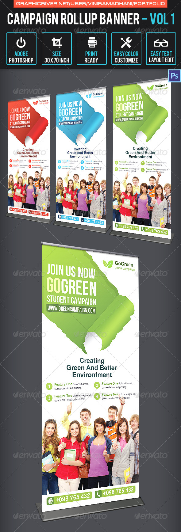 Campaign Roll Up Banner | Volume 1 - Signage Print Templates