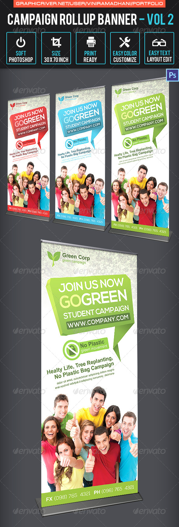Campaign Roll Up Banner | Volume 2 - Signage Print Templates