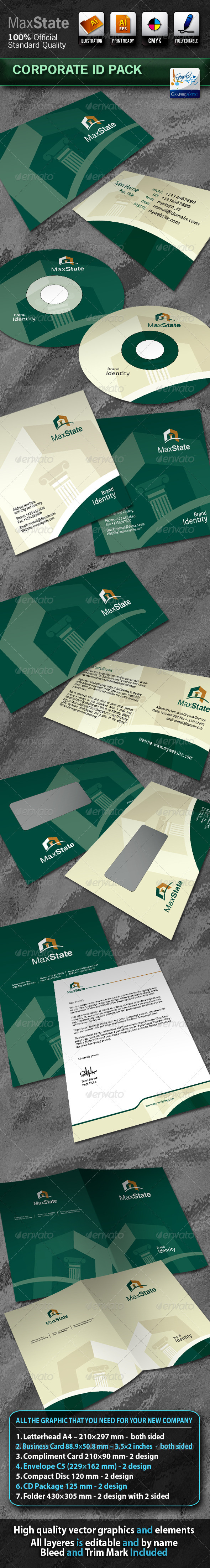 MaxState Business Corporate ID Pack With Logo - Stationery Print Templates