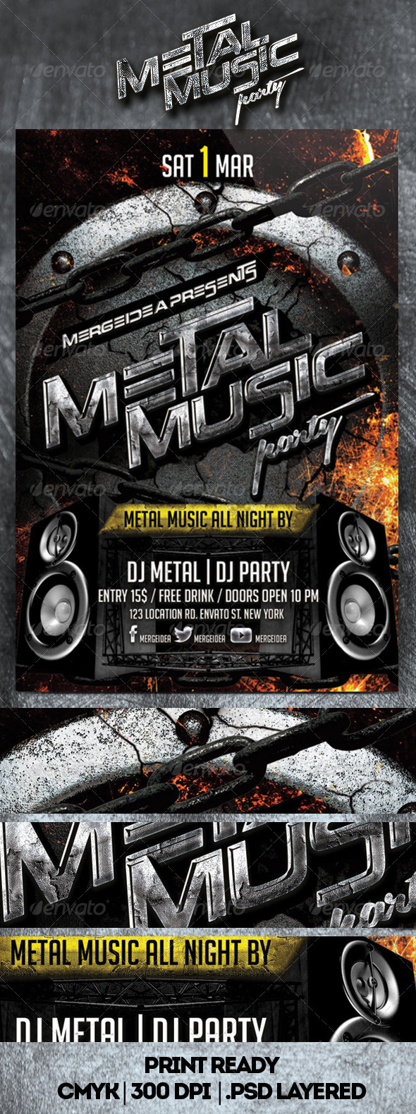 Metal Music Party Flyer - Clubs & Parties Events