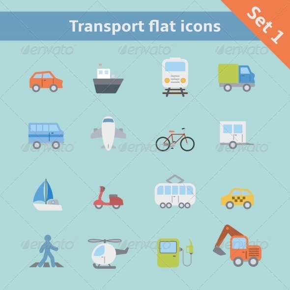 Transportation Flat Icons Set