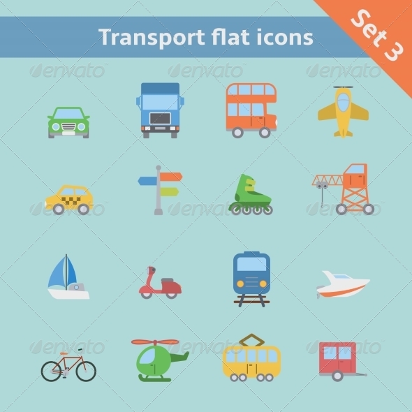 Transportation Flat Icons Set