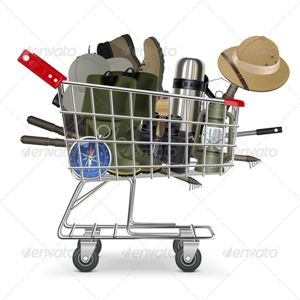 Vector Trolley with Fish-tackle - Commercial / Shopping Conceptual