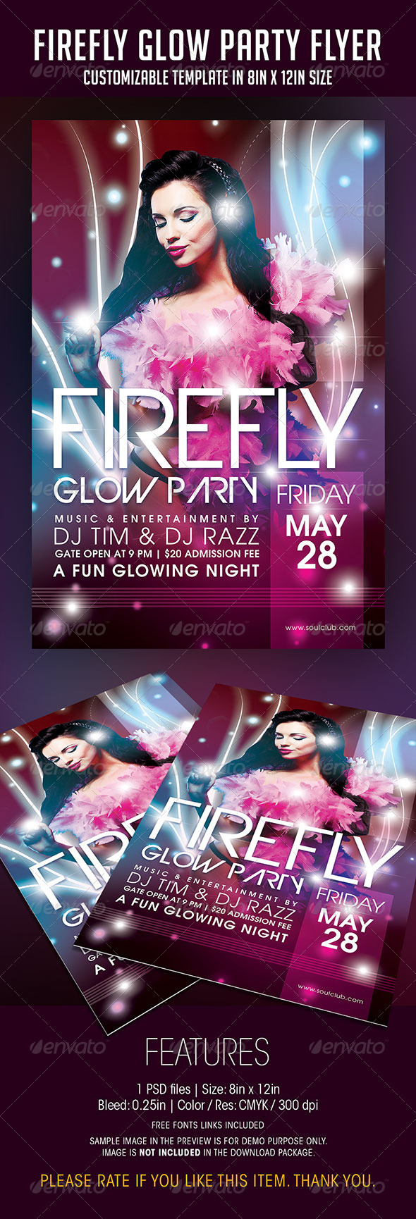 Firefly Glow Party Flyer - Clubs & Parties Events