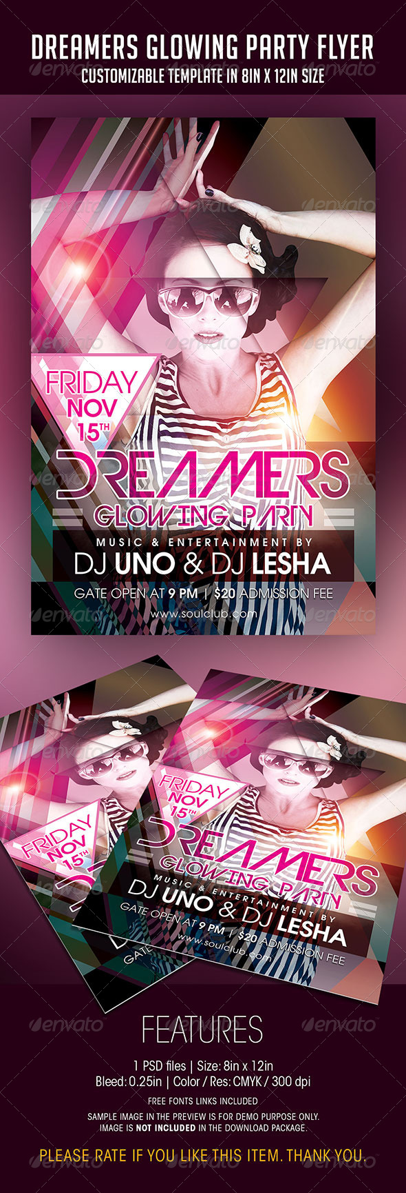 Dreamers Glowing Party Flyer - Clubs & Parties Events