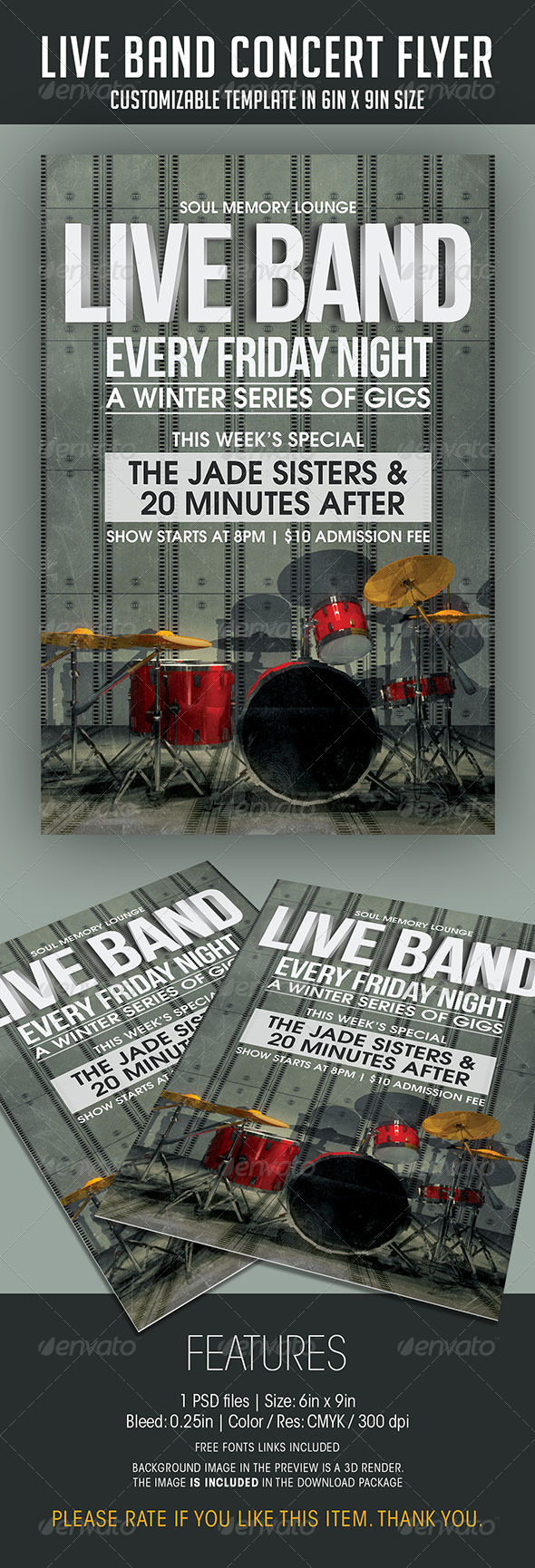 Live Band Gigs Flyer - Concerts Events