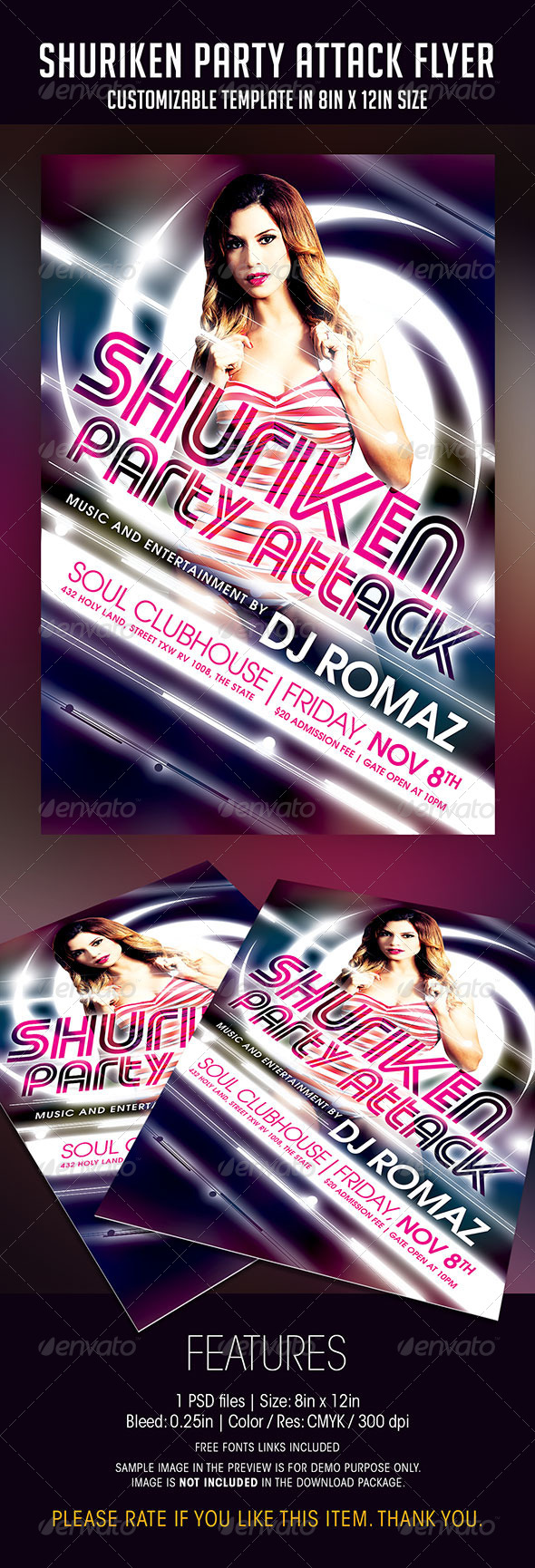 Shuriken Party Attack Flyer - Clubs & Parties Events