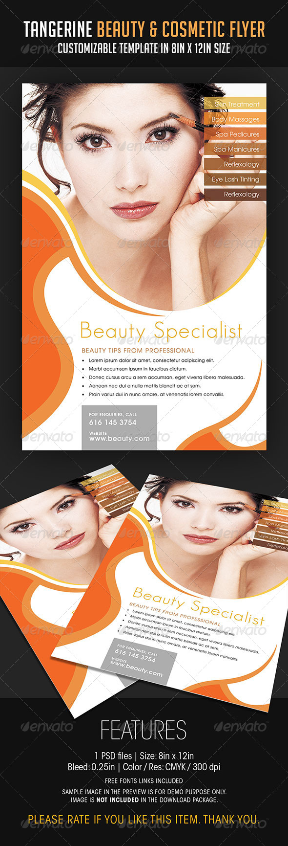 Tangerine Beauty and Cosmetic Flyer - Flyers Print Templates
