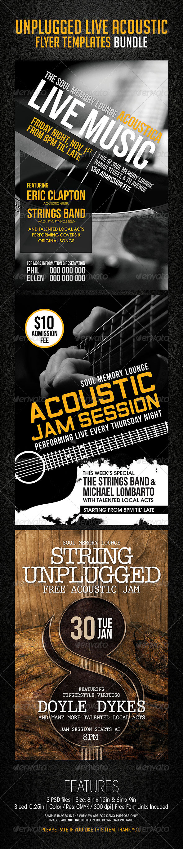Unplugged Live Acoustic Flyer Templates Bundle - Concerts Events