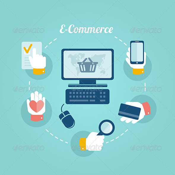 Flat Design Concept of Online Shop - Commercial / Shopping Conceptual