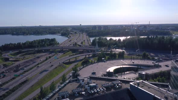 Aerial View of the City of Lauttasaari Across the Baltic Sea in Helsinki Finland