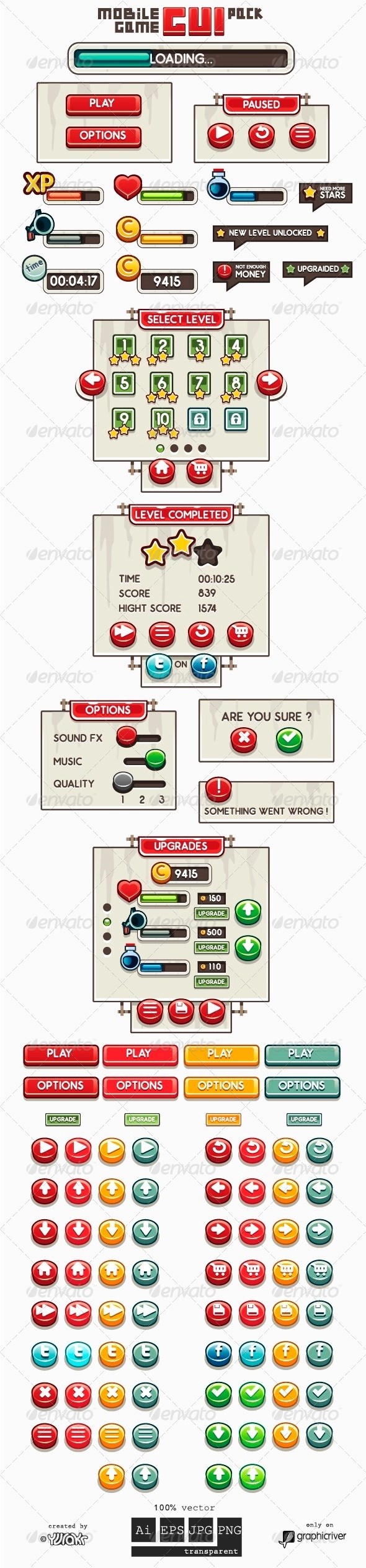 Mobile Game GUI Pack - User Interfaces Game Assets