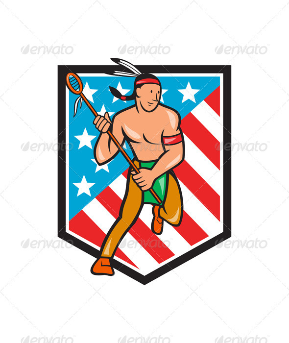Native American Lacrosse Player Stars Stripes Shie - People Characters