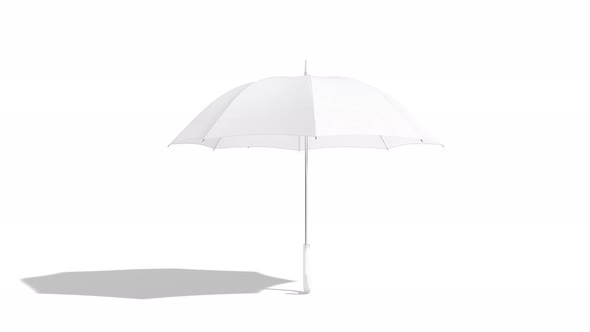 Blank white opened umbrella mock up stand, looped rotation alt