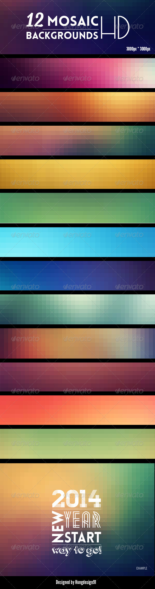 12 Mosaic Backgrounds HD - Abstract Backgrounds