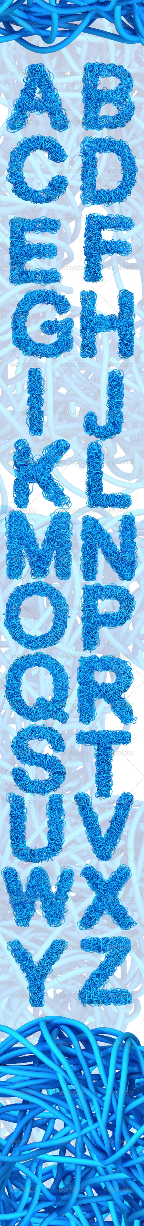 Blue Cable Alphabet - Text 3D Renders
