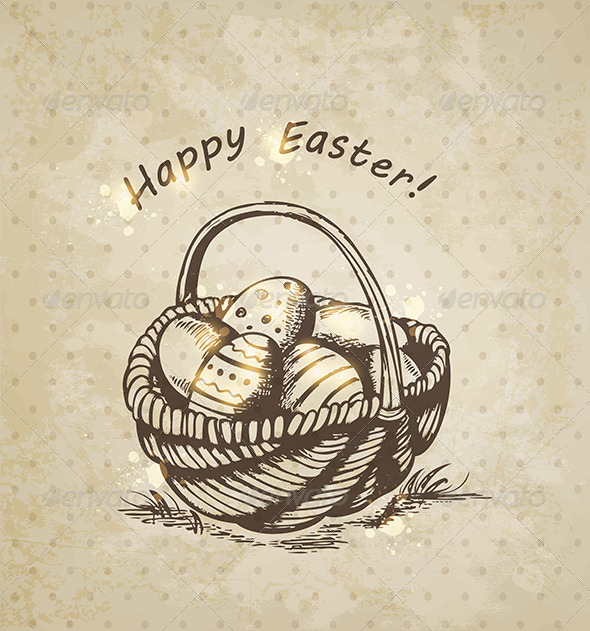 Easter Basket with Golden Eggs - Miscellaneous Seasons/Holidays