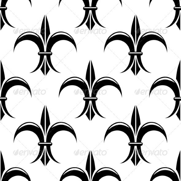 Black and White Fleur de Lys Seamless Pattern - Patterns Decorative