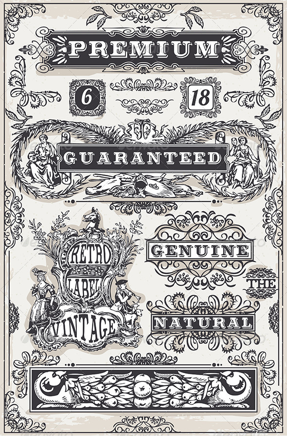 Vintage Hand Drawn Graphic Banners and Labels - Decorative Vectors