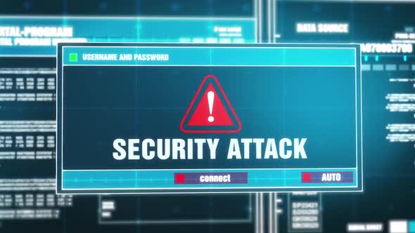 Security Attack Warning Notification on Digital Security Alert on Screen. alt
