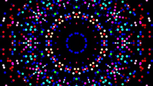 animated round shape of multicolor flashing lights, on a black background alt