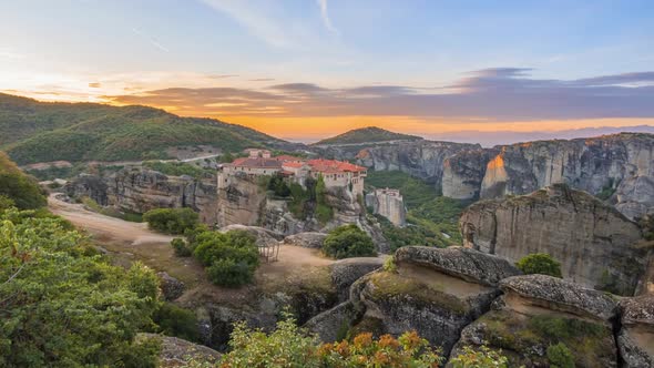Dawn Over the Greek Rock Monastery