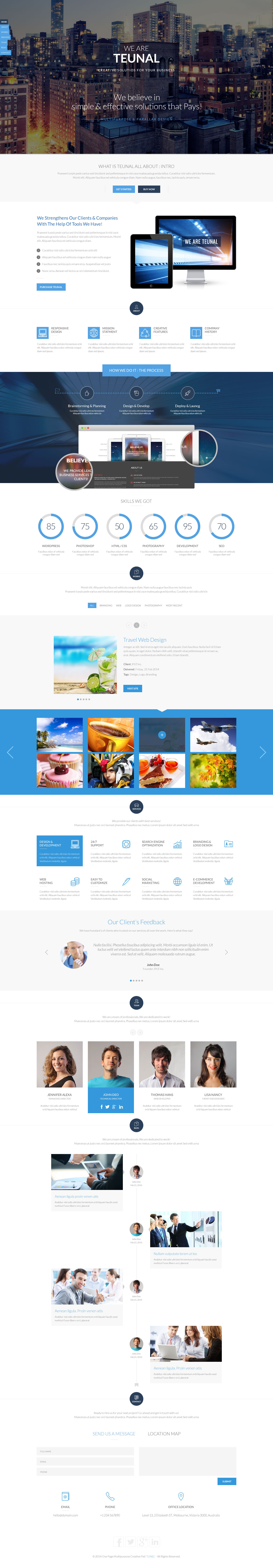 Teunal | Multi-Purpose Parallax PSD Landing Page by enFusionThemes