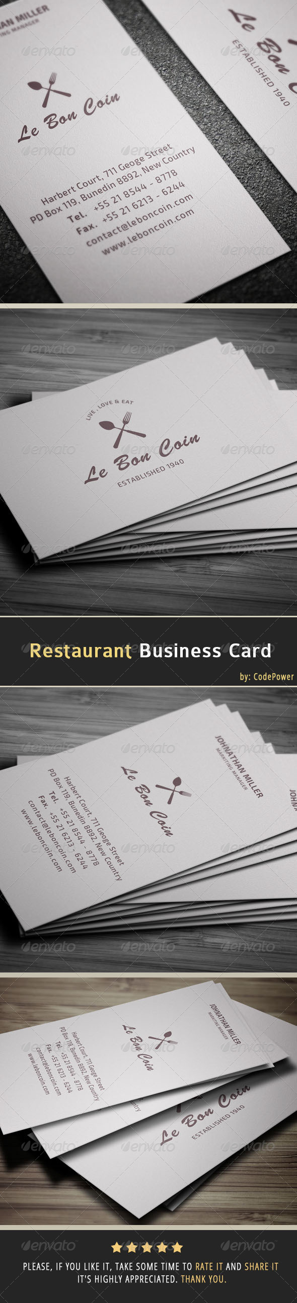 Restaurant Business Card - Industry Specific Business Cards