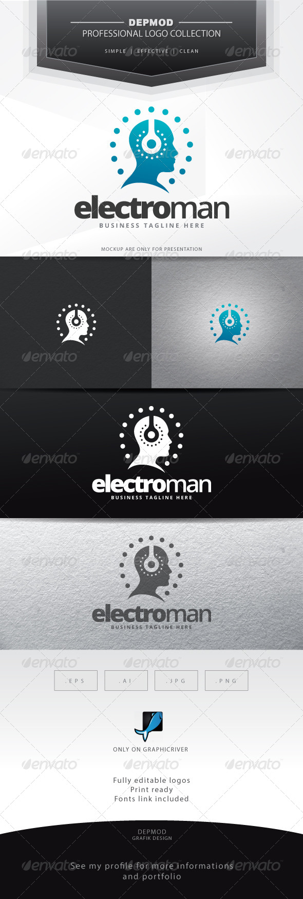 Electro Man Logo - Humans Logo Templates